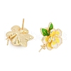 Brass Enamel Stud Earring Findings ZIRC-P122-08G-2