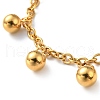 PVD Vacuum Plating 201 Stainless Steel Round Beads Charm Bracelet with 304 Stainless Steel Chains for Women BJEW-E108-07G-2