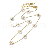 304 Stainless Steel & Plastic Pearl Link Chain Necklaces for Women NJEW-K383-04C-G-1
