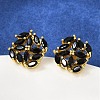 Brass Micro Pave Cubic Zirconia Stud Earrings KK-F358-02G-03-3