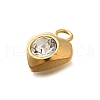 304 Stainless Steel Pave Cubic Zirconia Charms STAS-D310-07G-01-2