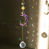 Natural Amethyst Chip Moon Pendant Hanging Ornaments G-PW0007-092H-1