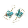 Dyed Natural Howlite Chips Tree Dangle Earrings EJEW-JE05734-01-4