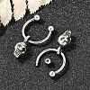 Skull 316 Surgical Stainless Steel Dangle Half Hoop Earrings for Women EJEW-G416-48AS-3
