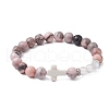 Natural & Synthetic Gemstone Beads Stretch Bracelets BJEW-JB11318-01-2