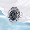Oval Natural Snowflake Obsidian Finger Rings RJEW-M063-01P-17-3