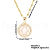 Exquisite Brass Micro Pave Clear Cubic Zirconia Flat Round with Hamsa Hand Pendant Necklaces VI9739-1-3