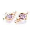Brass Micro Pave Clear Cubic Zirconia and Glass Flower Pendants KK-T076-03KCG-2