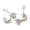 Rhodium Plated Sterling Silver Dangle Stud Earrings EJEW-D106-04P-2