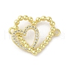 Rack Plating Brass Micro Pave  Clear Cubic Zirconia Double Heart Connector Charms KK-C052-41A-G-1