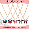 ANATTASOUL 5Pcs 5 Colors Butterfly Alloy Enamel Pendant Necklaces for Women NJEW-AN0001-80-2
