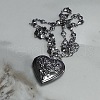 201 Stainless Steel Flower Embossed Heart Locket Pendant Necklaces FS-WG7690C-01-1