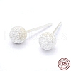 Textured 925 Sterling Silver Ball Stud Earrings EJEW-L202-004B-3
