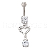 Alloy Crystal Rhinestone Dangle Curved Barbell Belly Rings AJEW-R007-04P-01-4