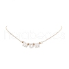 Natural Shell Word Mom Pendant Necklace with Golden Brass Cable Chains for Mother's Day NJEW-JN04151-01-1