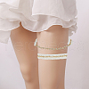 2Pcs Flower Pattern Polyester Lace Elastic Bridal Garters AJEW-WH0007-28-6