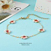 Shell Pearl & Acrylic Beads Flower Link Bracelets X1-BJEW-TA00003-01-2