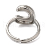 Initials Brass Open Cuff Ring for Women RJEW-N046-02C-P-3