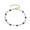 Brass Natural Dyed Lapis Lazuli Link Bracelets for Women BJEW-JB11683-02-2