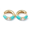 Two Tone Brass Micro Pave Clear Cubic Zirconia Huggie Hoop Earrings EJEW-L234-067G-2