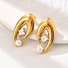 304 Stainless Steel Shell Pearl Stud Earrings EJEW-U051-08G-2