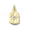 Star Theme Brass Micro Pave Clear Cubic Zirconia Pendants KK-H475-52G-03-1