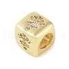 Brass Micro Pave Clear Cubic Zirconia European Beads KK-K368-01G-09-2
