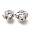 Brass Micro Pave Pearl Pink Cubic Zirconia Beads KK-M318-34P-2