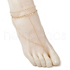 Brass Star Tassel Curb Chain Toe Ring Anklets for Women AJEW-AN00663-3