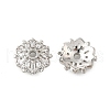 Flower Brass Micro Pave Clear Cubic Zirconia Bead Caps KK-V008-31P-1