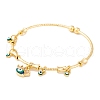 Brass Pave Clear Cubic Zirconia Charm Bangles for Women BJEW-S147-20B-G-2