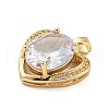 Brass Micro Pave Clear Cubic Zirconia Pendants KK-P263-23KCG-02-2