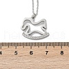 304 Stainless Steel Crystal Rhinestone Rocking Horse Pendant Necklaces for Women NJEW-F339-02P-4