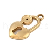 Ion Plating(IP) 304 Stainless Steel Heart Lock Pendant Cabochon Settings STAS-U019-12G-2