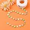 304 Stainless Steel Daisy Flower Link Chains with Enamel AJEW-CJ0001-22C-4
