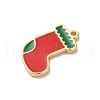 Christmas Brass Enamel Pendants KK-P278-01A-G-2