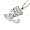 Alloy Rhinestone Cat Pandant Necklace with Cable Chains NJEW-K248-01P-03-2