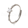 Rhodium Plated 925 Sterling Silver Cubic Zirconia Adjustable Rings RJEW-D300-05P-01-2