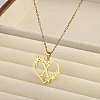 201 Stainless Steel Flower Heart Initial Pendant Necklaces for Women FS-WG08285-10-1