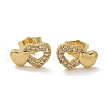 Valentine's Day Heart Brass Micro Pave Clear Cubic Zirconia Stud Earrings EJEW-D305-22G-03-3