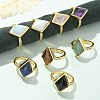 Rhombus Natural & Synthetic Gemstone Finger Rings RJEW-B113-01G-2-1