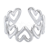 Non-Tarnish 304 Stainless Steel Hollow Heart Cuff Rings RJEW-N038-124P-2