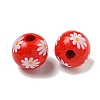 Printed Wood European Beads WOOD-G022-19G-2