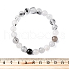 Natural Tourmalinated Quartz Round Beaded Stretch Bracelets for Men Women BJEW-G743-01C-5