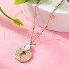 304 Stainless Steel & Oval White Glass Donut Pendant Necklaces for Women NJEW-A045-01G-1