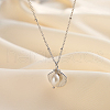 Summer Beach 925 Sterling Silver with Rice Natural Freshwater Pearl Shell Shaped Pendant Necklaces for Women NJEW-M097-01P-1