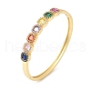 Colorful Cubic Zirconia Square Hinged Bangle BJEW-L681-004G-3