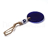 Flat Round with Evil Eye Lampwork Pendant Decoration HJEW-Z005-01C-3