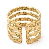 Ion Plating(IP) 304 Stainless Steel Multi Line Open Cuff Ring for Women RJEW-M149-18G-2
