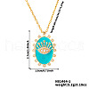 Vintage Brass Pave Clear Cubic Zirconia & Cyan Enamel Crown Eye Pendant Necklaces for Women XM7350-1-4